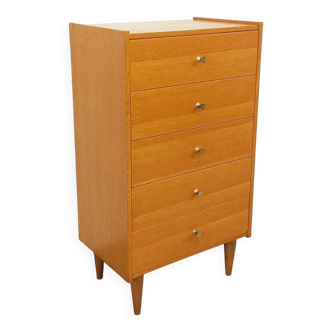 Vintage oak chest of drawers from the 1960s.