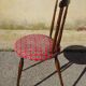 Vintage chairs, wooden, with splayed legs, both.