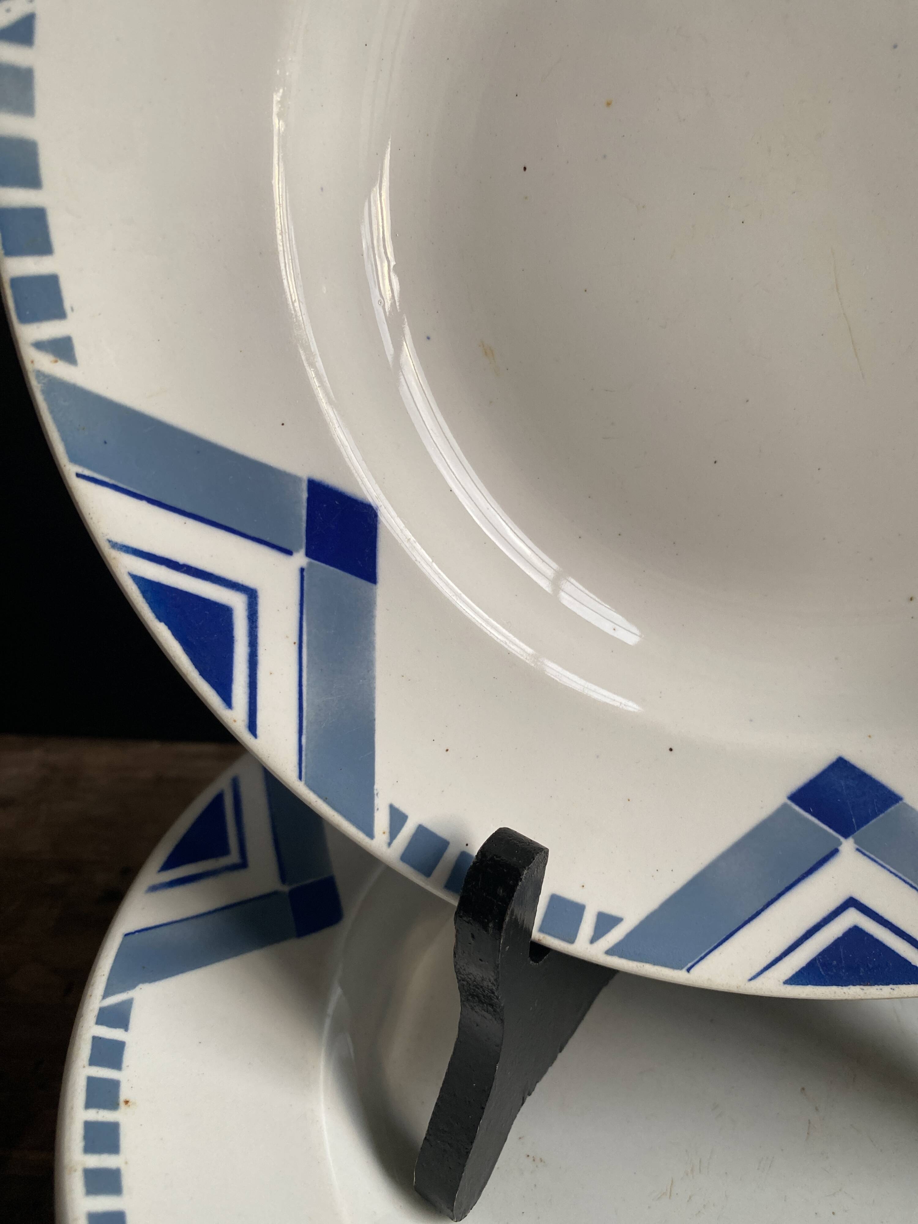 Set of 6 Art Deco Deep Plates - Moulin des Loups Orchies - Model PAX