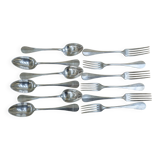 Set of 6 silver plated metal forks and spoons 20g with medallion f