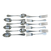 Set of 6 silver plated metal forks and spoons 20g with medallion f