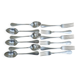 Set of 6 silver plated metal forks and spoons 20g with medallion f