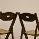 Pair of vintage folding chairs year 50 sculpted backrest.