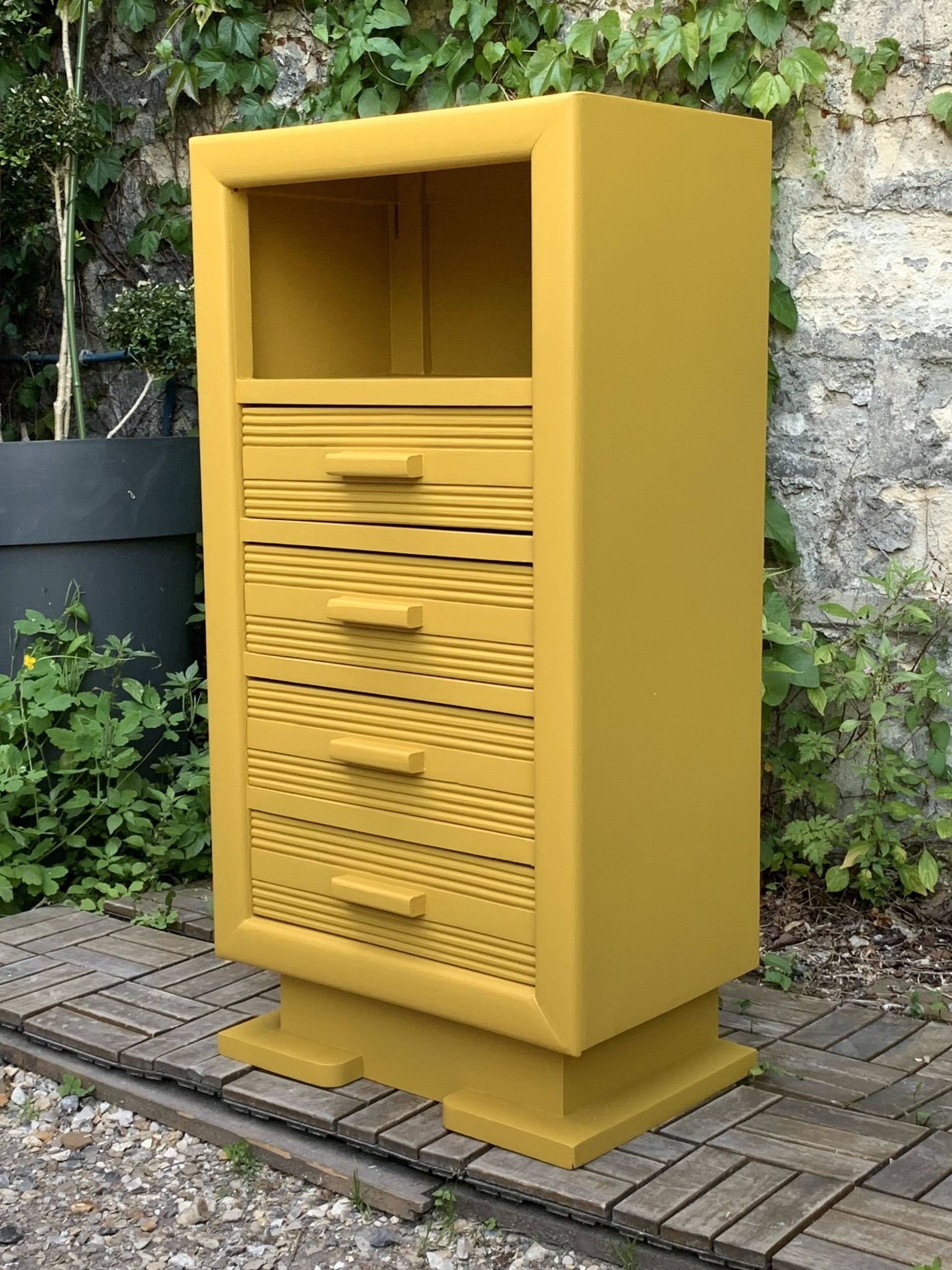Ochre yellow Art Deco chest of drawers