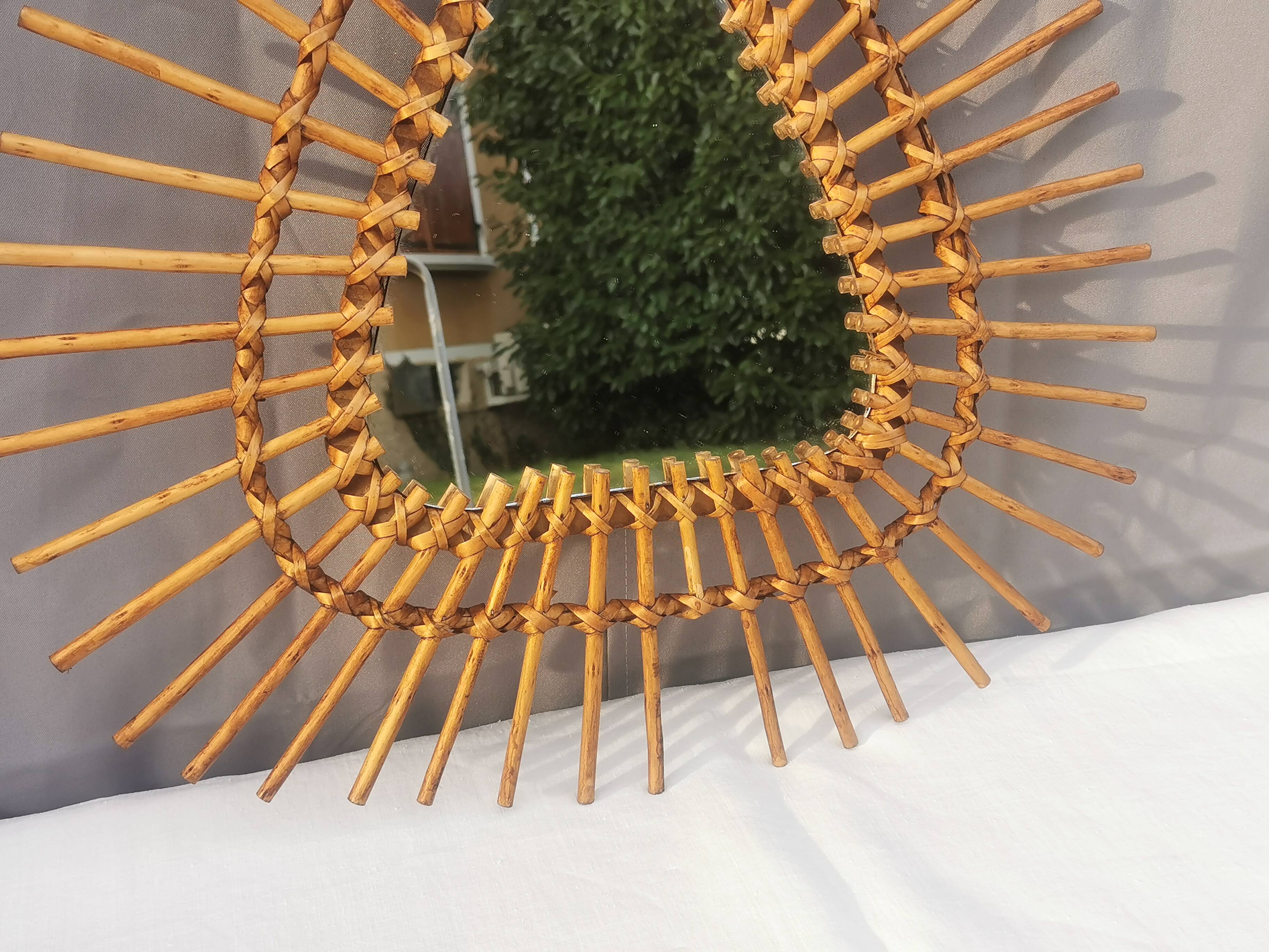 Vintage “rattan” wall mirror