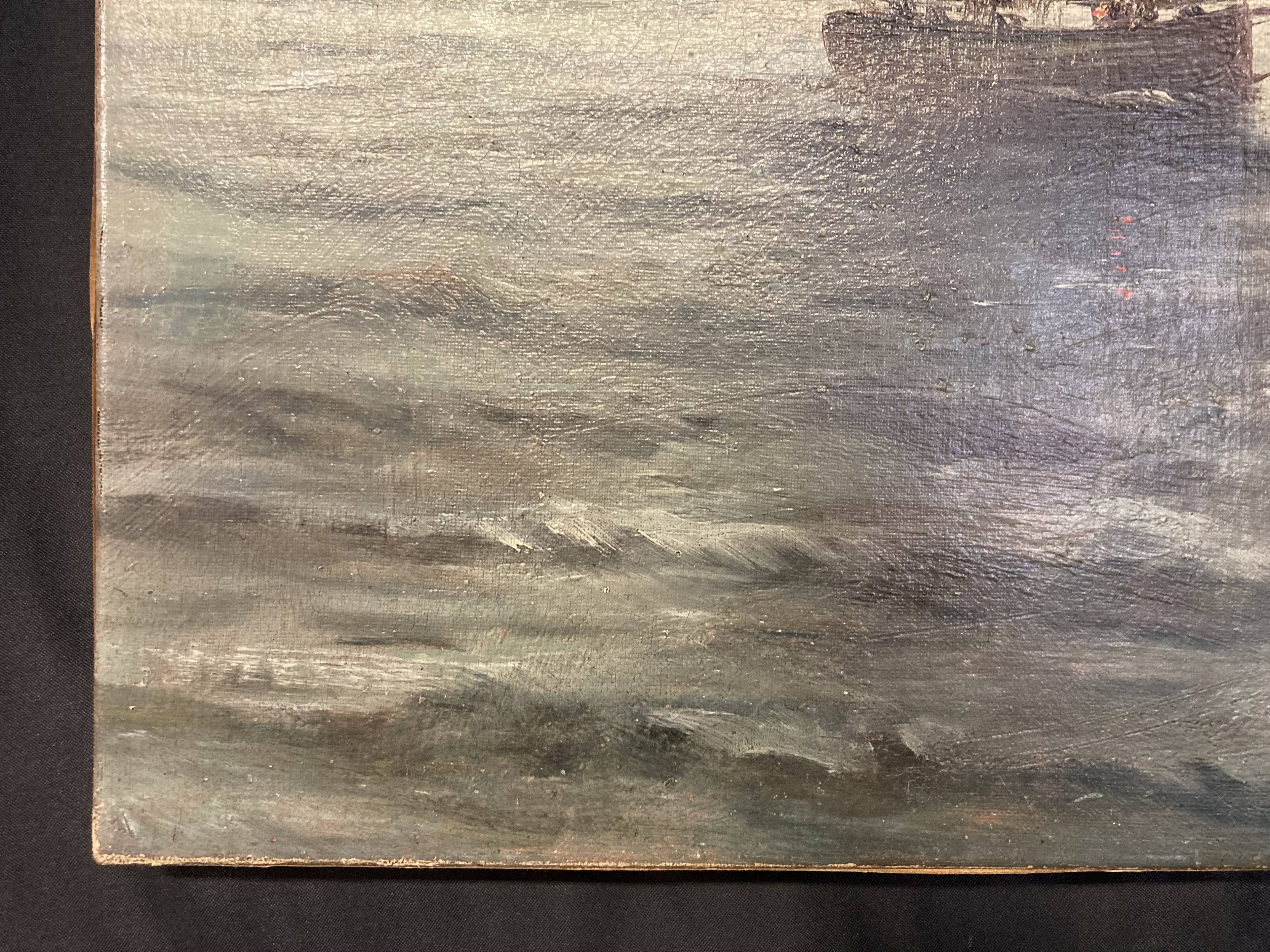 Huile sur toile, Le Vieux Gréement, Marine signée et datée