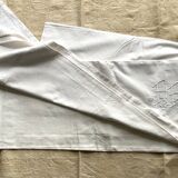 Antique thick cotton sheet with AB monogram