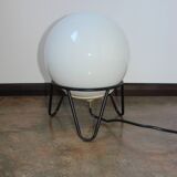 Vintage globe lamp – 1980s, frosted glass, metal frame, E27