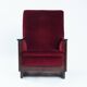 2 red velvet Amsterdam School Art Deco chairs, The Netherlands, 1930s