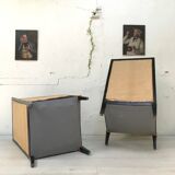 Paire de fauteuils en bois noirci