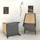 Pair of blackened wood armchairs
