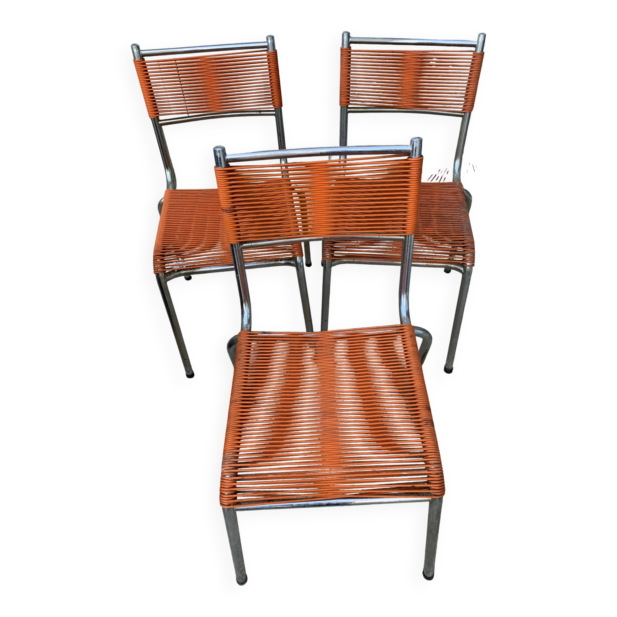 Suite de 3 chaises scoubidou (années 70)