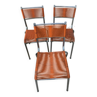 Suite de 3 chaises scoubidou (années 70)