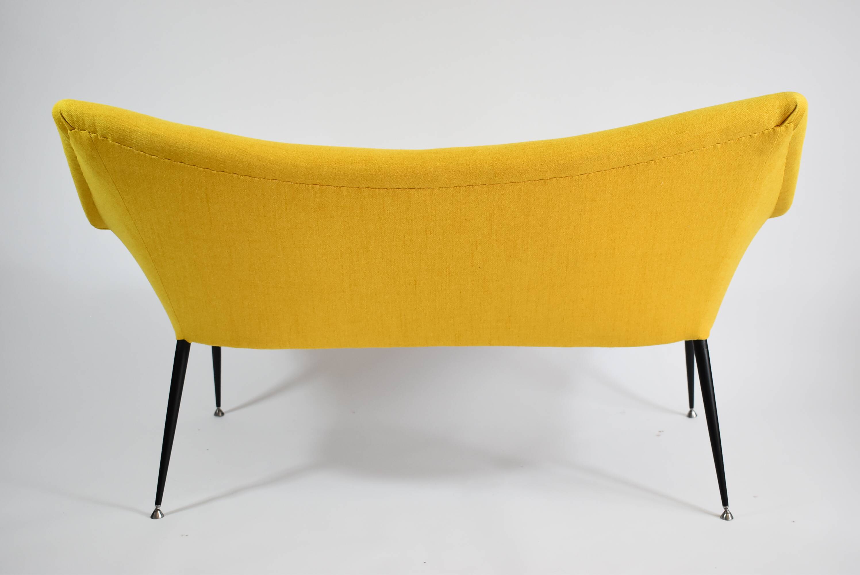 Two-seater vintage sofa, german democratic republic, 1960, yellow