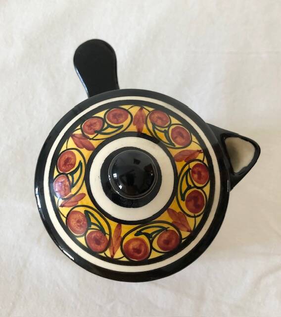 St Jean decorated earthenware teapot signed handmade decor