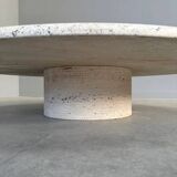 Large travertine round coffee table by Up & Up, Italy 1970s