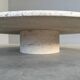 Large travertine round coffee table by Up & Up, Italy 1970s
