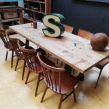 Table in wood and cast iron, industrial style, vintage