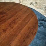 Vintage French round dining table in cherry wood, circa 1920.