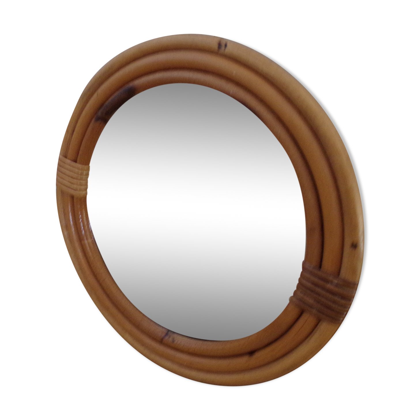 Round bamboo mirror - 27cm