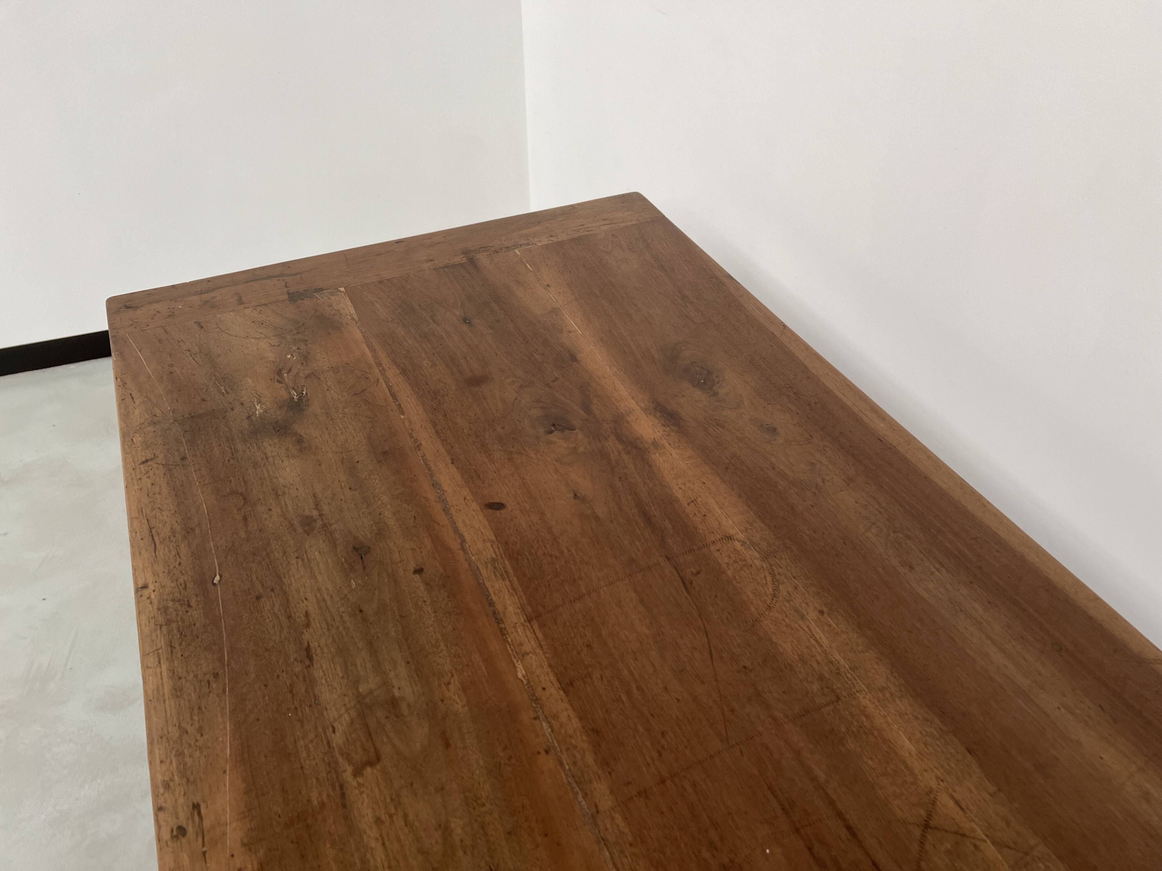 Solid walnut farmhouse table with spindle legs