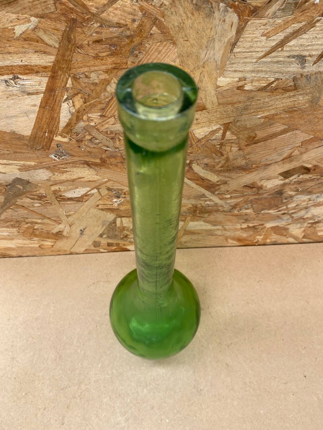 Antique Chianti Dame Jeanne Green Glass Bottle Large Vintage Model