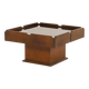 Italian vintage coffee table with bar compartment, walnut and glass, 1970s