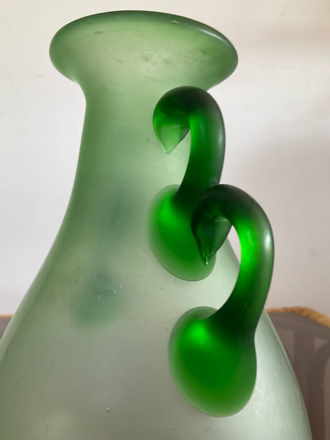 Pair of vintage glass paste ear vases