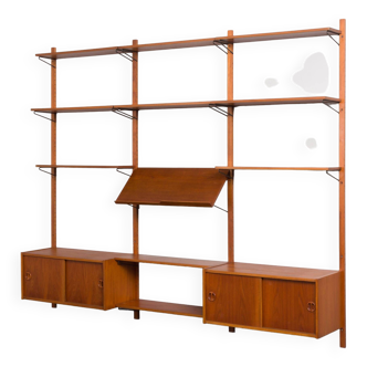 Danish vintage 3 bay teak wall unit, 1960s