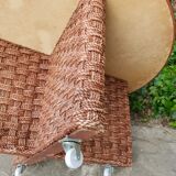 Table basse et tabourets en corde vintage