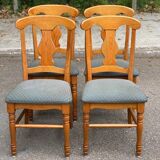 4 chaises landaises à crosses bois massif et tissu gris