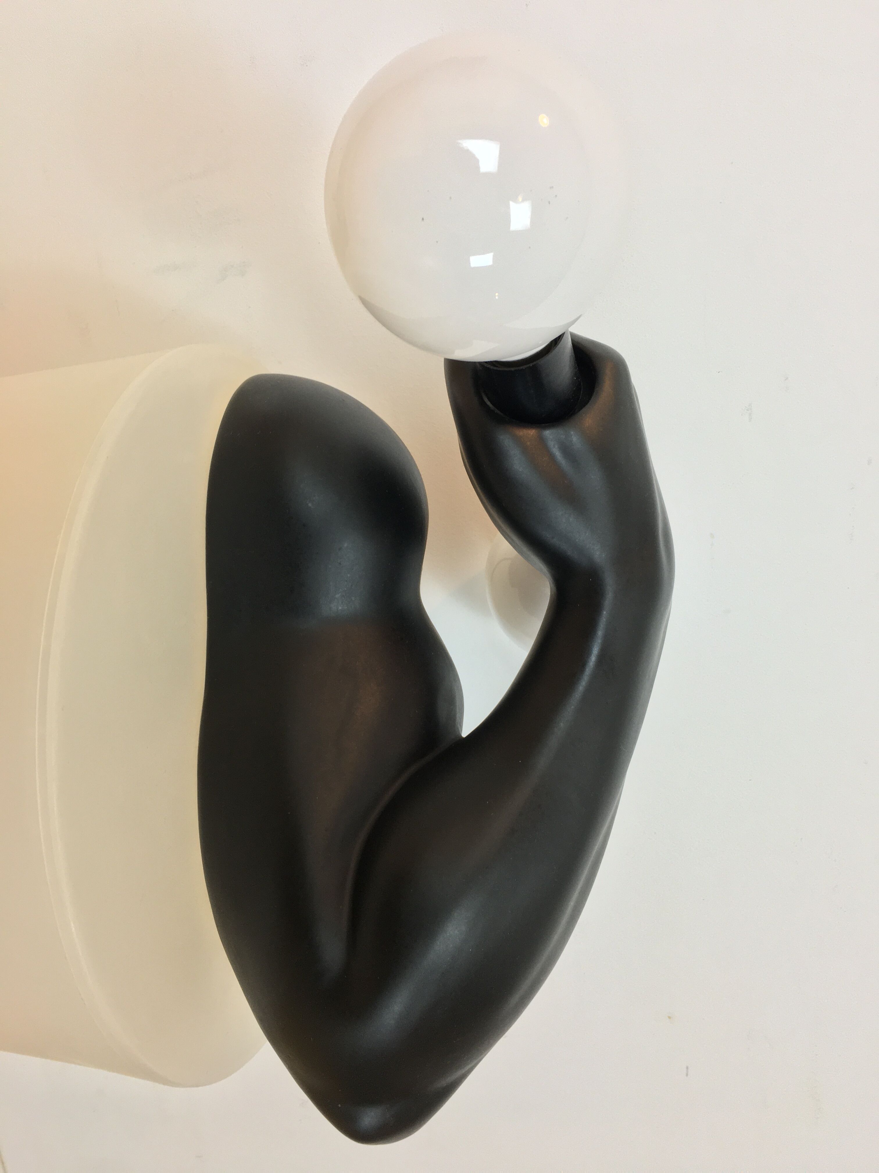 "Haltère" sconce by J.C. Peiré 1980, black ceramic