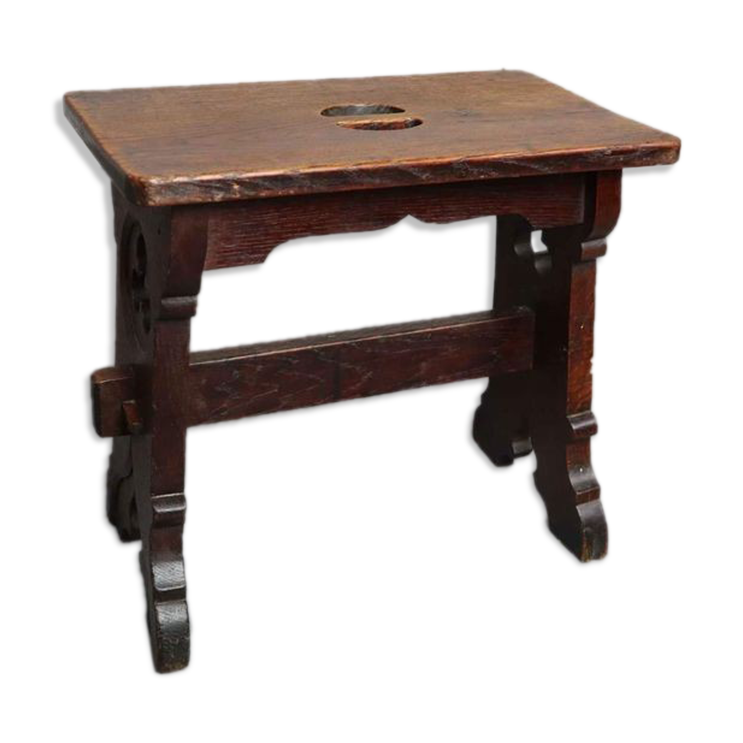 XIXth cnetury Gothic revival oak stool