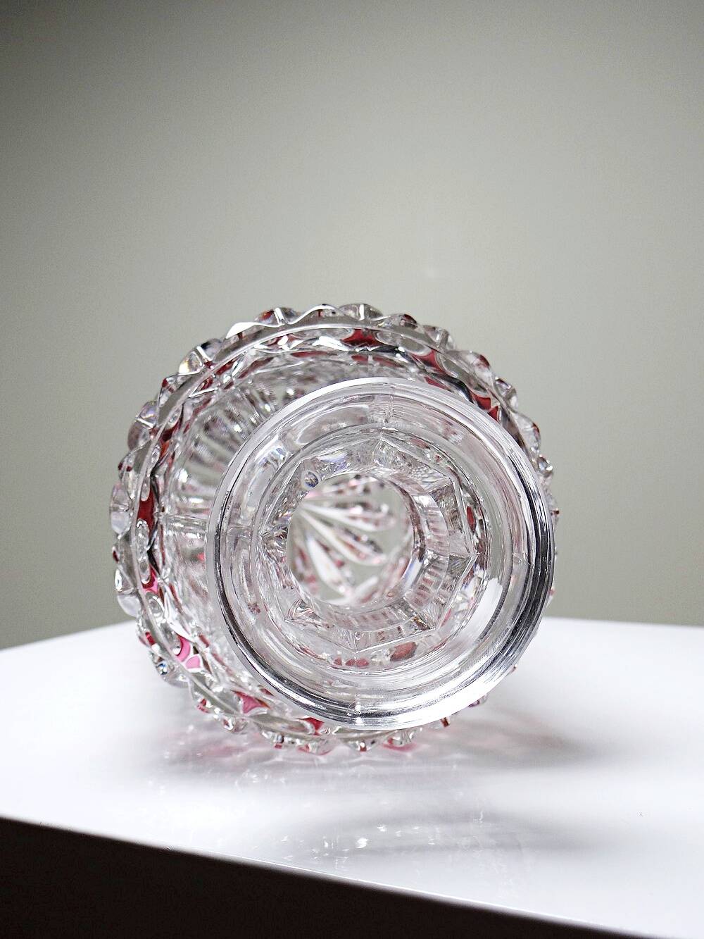 Harlequin crystal whisky decanter, Bohemia, Czechoslovakia, vintage 1950s-1970s