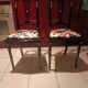 Pair of Hepplewhite neoclassical style chairs, relooked in black lacquer and faux leather.