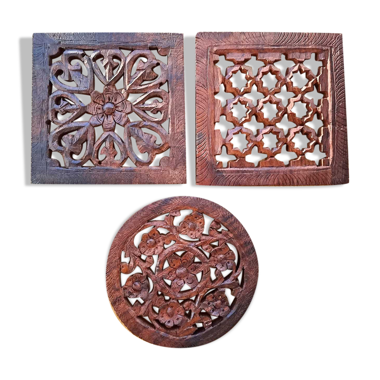 Set of three ethnic wooden underpants