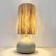 Vintage lamp base in beige-grey ceramic stoneware with raffia lampshade, 1970s