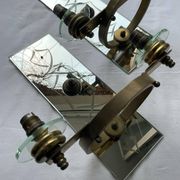 Pair of Italian art deco wall lights in mirror and brass, vintage, 1930s