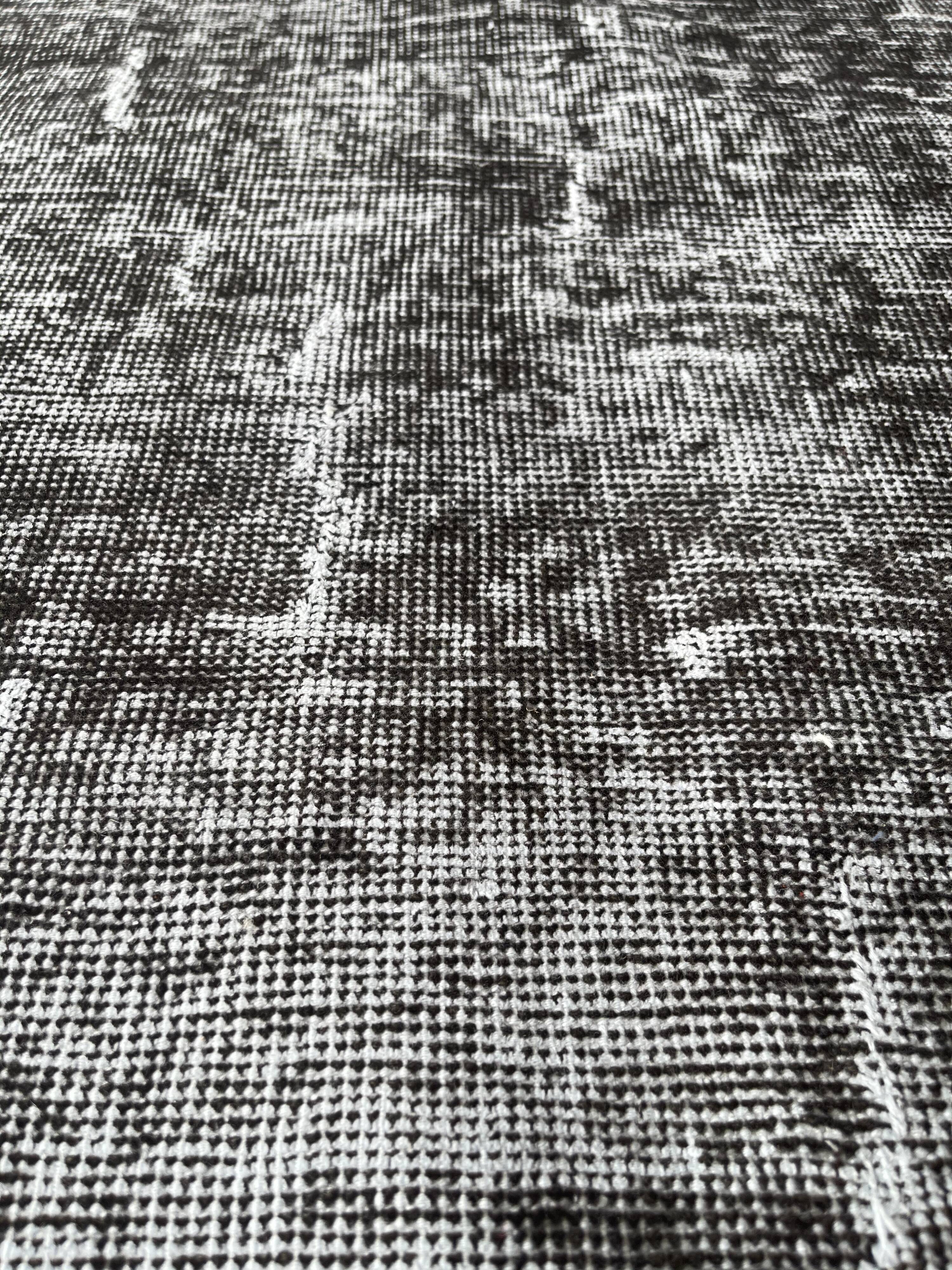 Distressed Turkish Narrow Runner 309 x 66 cm Wool Vintage rug, Over-dyed Gray