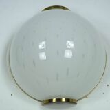 Pair of large round murano bullicante glass sconces with brass. Italy 1970s