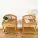Pair of vintage wicker and rattan bedside tables
