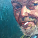 Oil on canvas french man portrait painting, signed by A. Chris, 1962