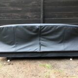Blue-Grey Leather Sofa by Saporiti, 1980s