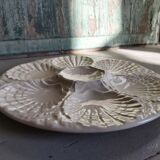 Vintage French white Majolica oyster plate