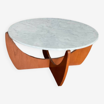 Vintage marble and teak table from the 60s/70s