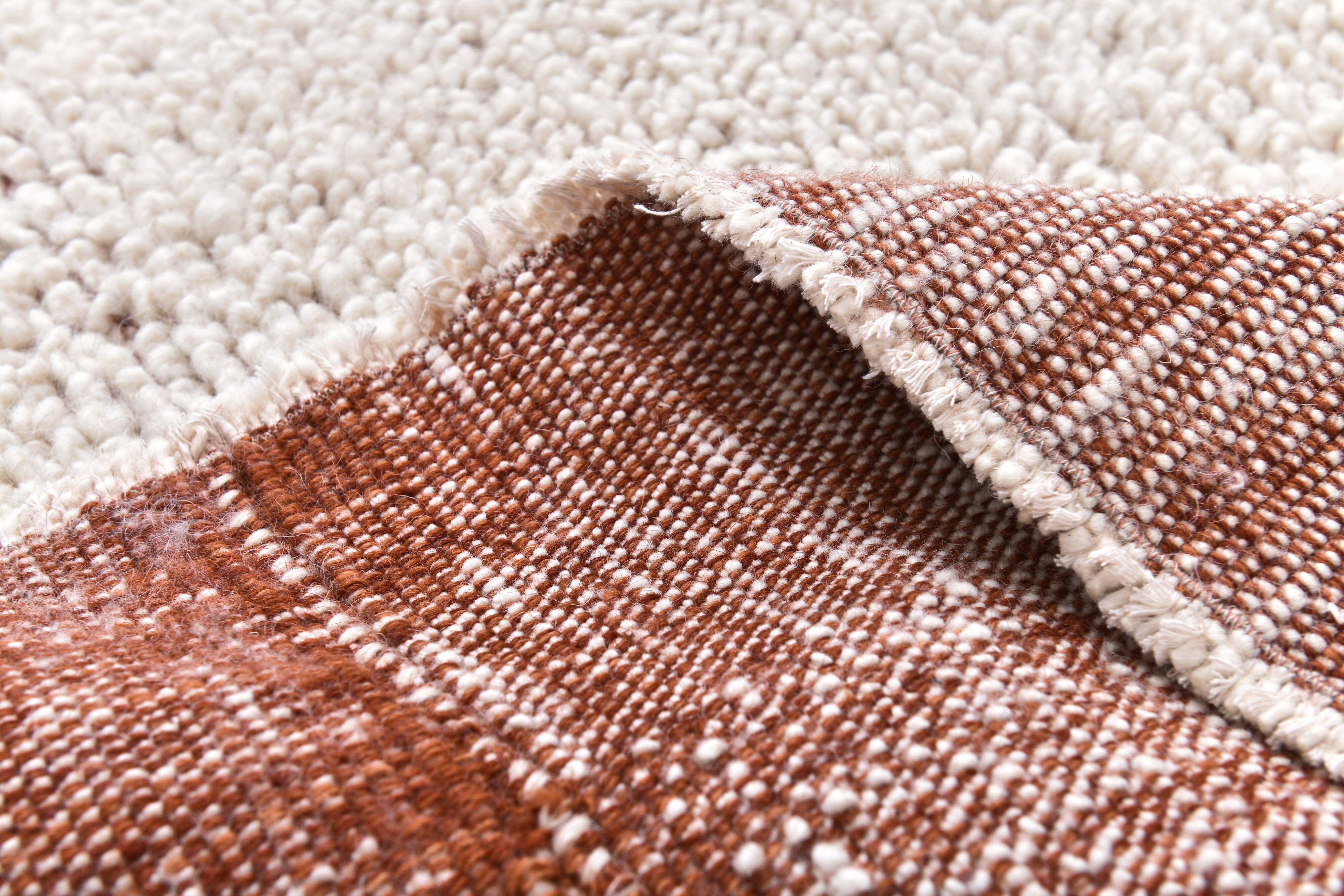 Terracota wool moroccan shaggy rug, Turkish wool rugs orange terracota