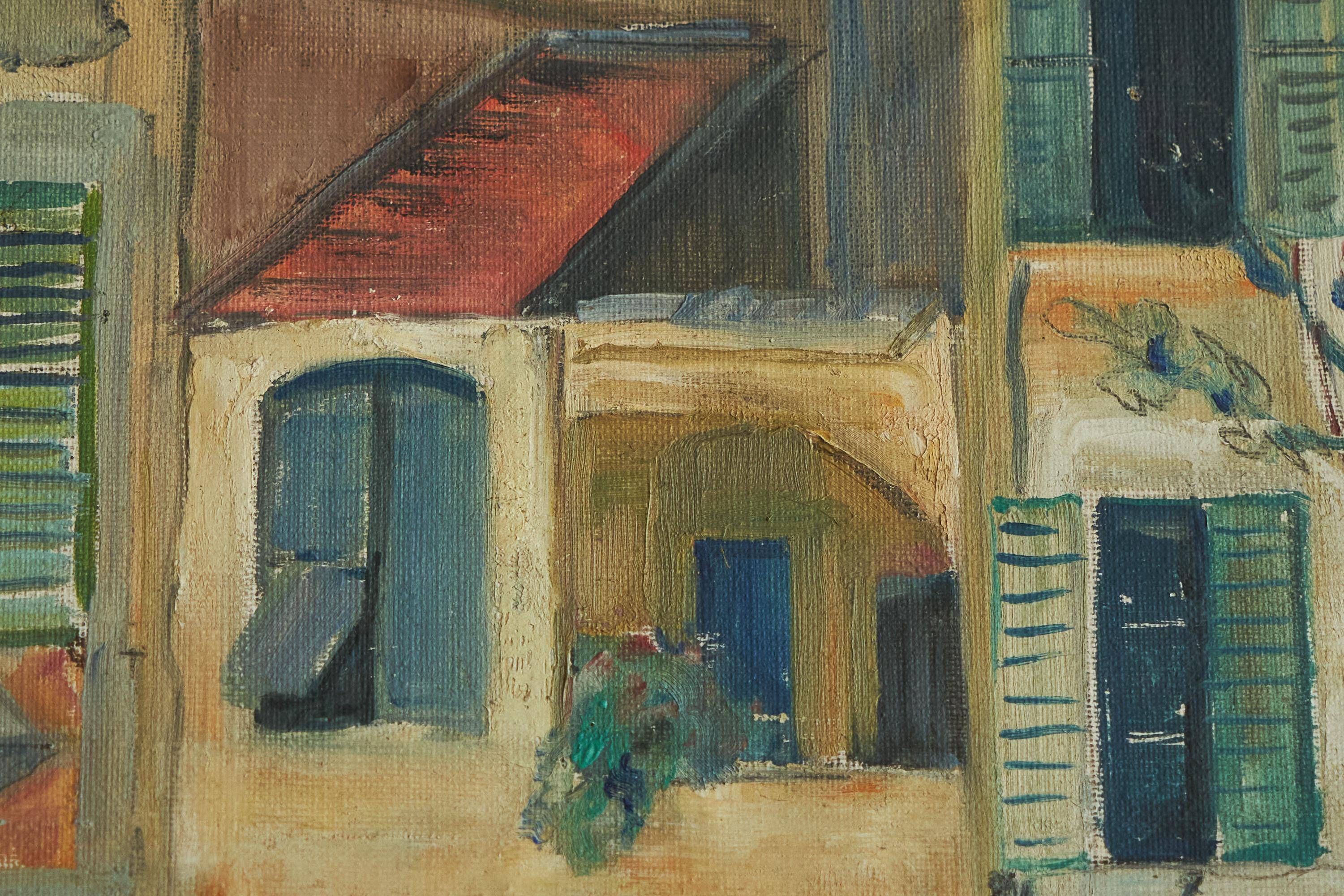 Fritz Stäger 'Dorfanger' Huile sur Toile 1928