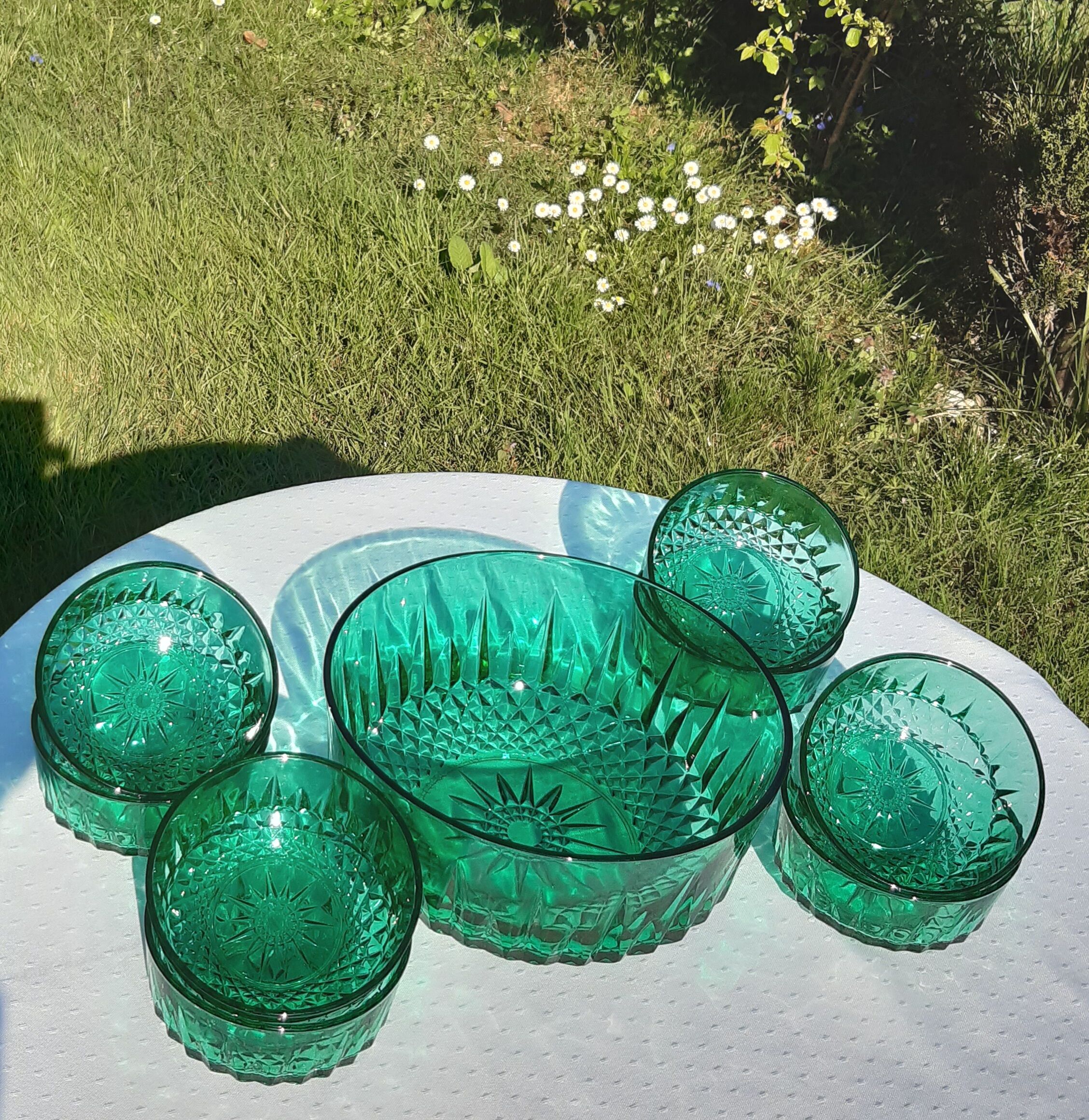 Arcoroc Green Glass Dessert Service Selency