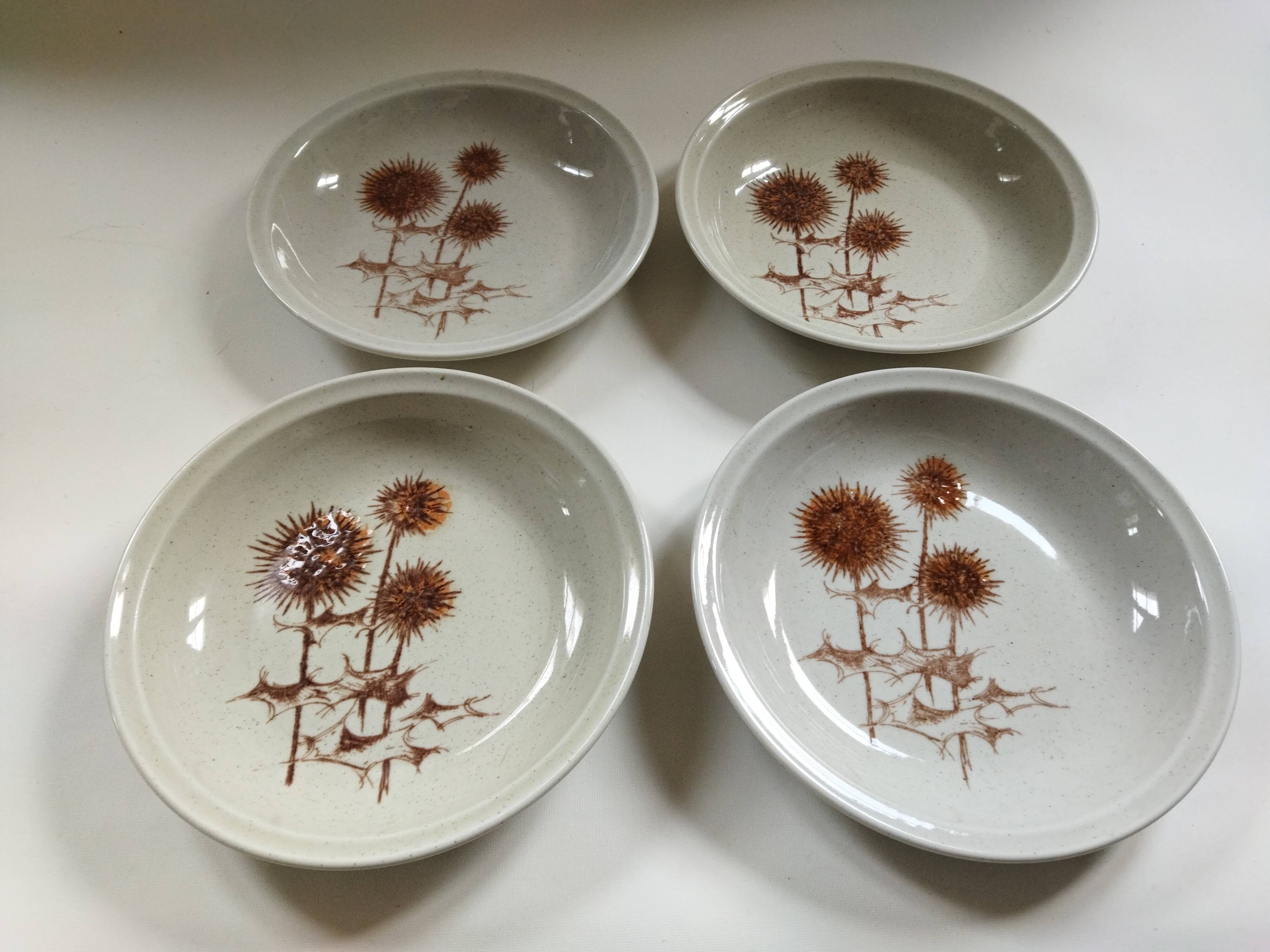 4 assiettes creuses Sarreguemines "Chardons"
