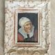 Oil on mounted paper - Portrait of a peasant woman signed, 18th century